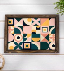 BK Gift Modern Art Tasarımlı Doğal Ahşap Tepsi-14