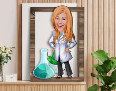 BK Gift Kişiye Özel Kadın Eczacı Karikatürlü 3D Ahşap Tablo, Sevgiliye Hediye, Arkadaşa Hediye, Yıl Dönümü Hediyesi, Doğum Günü Hediyesi-1