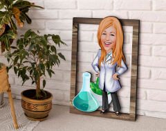 BK Gift Kişiye Özel Kadın Eczacı Karikatürlü 3D Ahşap Tablo, Sevgiliye Hediye, Arkadaşa Hediye, Yıl Dönümü Hediyesi, Doğum Günü Hediyesi-1