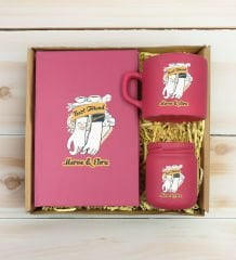 BK Gift Kişiye Özel İsimli DTF Best Friend Temalı Leylak Defter & Kahve Fincanı & Mum Hediye Seti-4, Arkadaşa Hediye, Doğum Günü Hediyesi