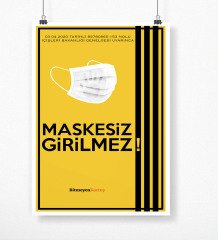 Kişiye Özel Logolu Maskesiz Girilmez Afiş Poster (50 x 70 cm.) 3
