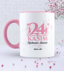 Kişiye Özel Öğretmenler Gününüz Kutlu Olsun Pembe Kupa Bardak - 2