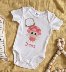 BK Kids Kişiye Özel İsimli Beyaz Bebek Body Zıbın ve Kız Bebek Künyesi Hediye Seti-10