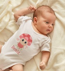 BK Kids Kişiye Özel İsimli Beyaz Bebek Body Zıbın ve Kız Bebek Künyesi Hediye Seti-10