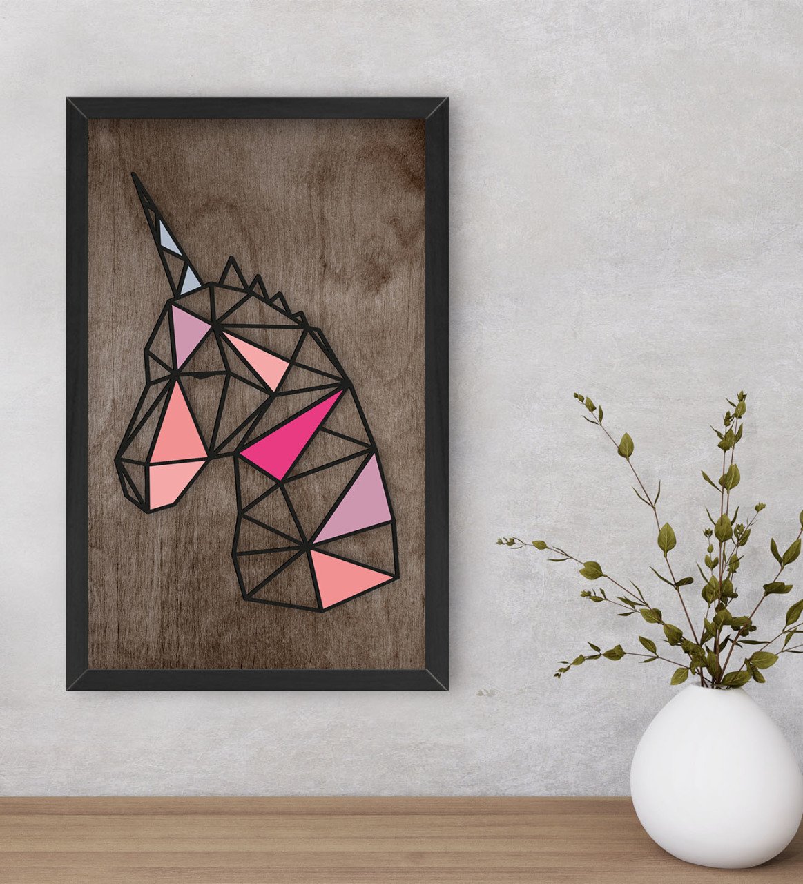 BK Home Unicorn Dekoratif Ahşap Siyah Çerçeveli Tablo-2