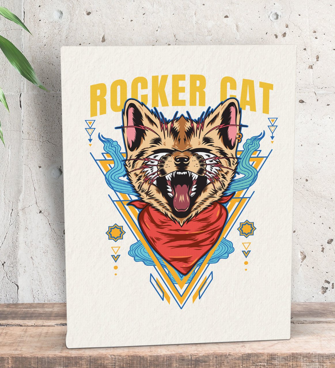 BK Gift Rocker Cat Tasarımlı Dekoratif Mini Kanvas Tablo 15x20cm-1