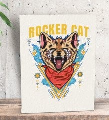 BK Gift Rocker Cat Tasarımlı Dekoratif Mini Kanvas Tablo 15x20cm-1