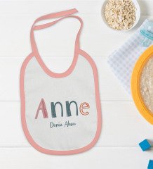 BK Kids Kişiye Özel Pembe Bebek Mama Önlüğü - Model 60