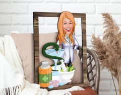 BK Gift Kişiye Özel Kadın Eczacı Karikatürlü 3D Ahşap Tablo, Sevgiliye Hediye, Arkadaşa Hediye, Yıl Dönümü Hediyesi, Doğum Günü Hediyesi-2
