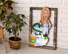 BK Gift Kişiye Özel Kadın Eczacı Karikatürlü 3D Ahşap Tablo, Sevgiliye Hediye, Arkadaşa Hediye, Yıl Dönümü Hediyesi, Doğum Günü Hediyesi-2