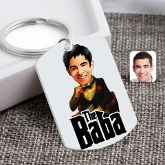 Kişiye Özel Godfather Baba Karikatürlü Pleksi Anahtarlık-3