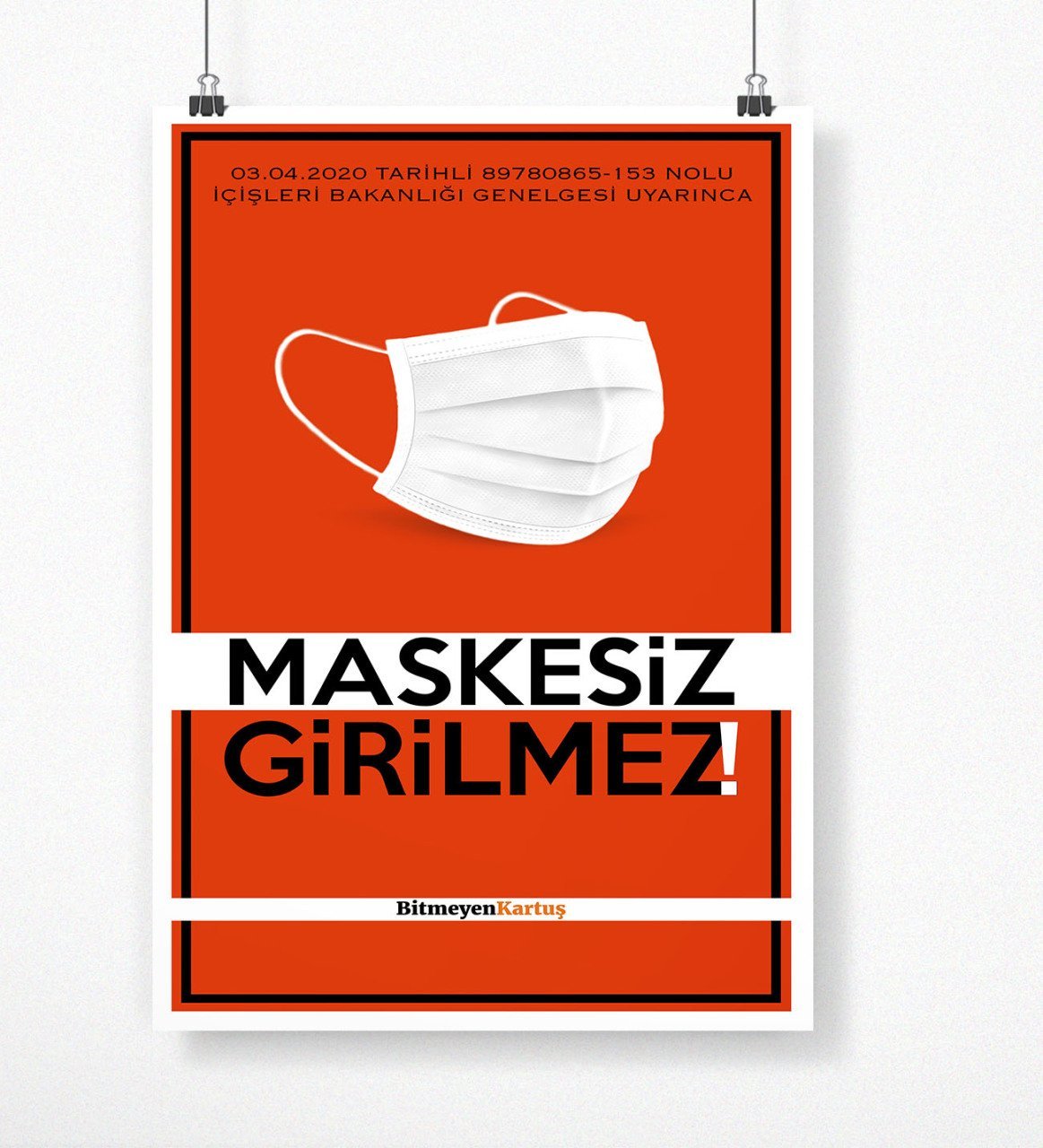 Kişiye Özel Logolu Maskesiz Girilmez Afiş Poster (50 x 70 cm.) 4