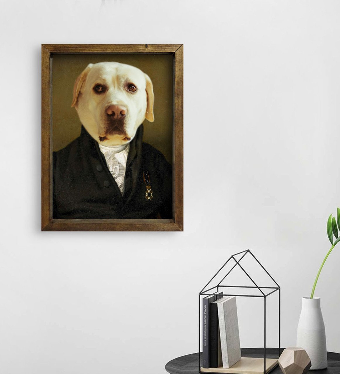 Evcil Dostlara Özel Portre Doğal Masif Ahşap Çerçeveli Tablo 45x65cm-1