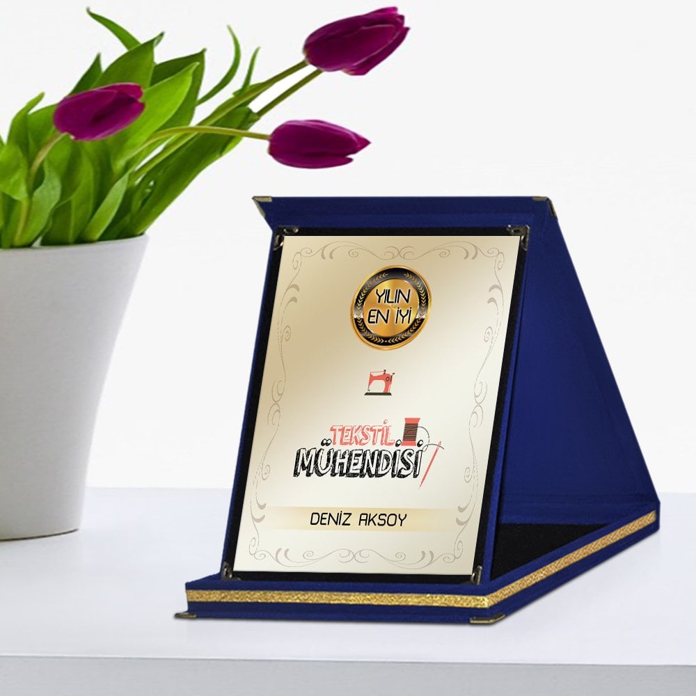 Kişiye Özel Yılın En İyi Tekstil Mühendisi Lacivert Plaket Ödülü - 2