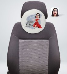 Kişiye Özel İsimli Kadın Kolay Yetişmiyor Karikatürlü Yuvarlak Araç Koltuk Yastığı-1