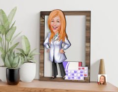 BK Gift Kişiye Özel Kadın Eczacı Karikatürlü 3D Ahşap Tablo, Sevgiliye Hediye, Arkadaşa Hediye, Yıl Dönümü Hediyesi, Doğum Günü Hediyesi-3