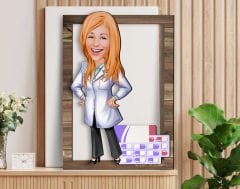 BK Gift Kişiye Özel Kadın Eczacı Karikatürlü 3D Ahşap Tablo, Sevgiliye Hediye, Arkadaşa Hediye, Yıl Dönümü Hediyesi, Doğum Günü Hediyesi-3