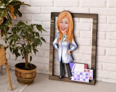 BK Gift Kişiye Özel Kadın Eczacı Karikatürlü 3D Ahşap Tablo, Sevgiliye Hediye, Arkadaşa Hediye, Yıl Dönümü Hediyesi, Doğum Günü Hediyesi-3
