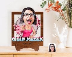 Kişiye Özel O Bir Melek Karikatürlü Ahşap Standlı 3D Biblo-1