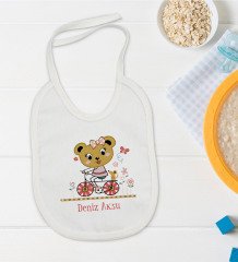 BK Kids Kişiye Özel Sevimli Ayı Tasarımlı Bebek Mama Önlüğü - Model 2