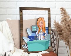 BK Gift Kişiye Özel Kadın Eczacı Karikatürlü 3D Ahşap Tablo, Sevgiliye Hediye, Arkadaşa Hediye, Yıl Dönümü Hediyesi, Doğum Günü Hediyesi-4