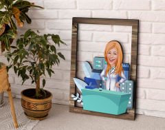 BK Gift Kişiye Özel Kadın Eczacı Karikatürlü 3D Ahşap Tablo, Sevgiliye Hediye, Arkadaşa Hediye, Yıl Dönümü Hediyesi, Doğum Günü Hediyesi-4