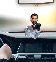 Kişiye Özel Bay Genel Müdür Karikatürlü Ahşap Araba Dikiz Ayna Süsü-1