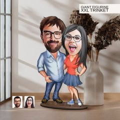 BK Gift Kişiye Özel Sevgililer Karikatürlü Büyük Boy Ahşap Biblo-105, Arkadaşa Hediye , Sevgiliye Hediye, Kişiye Özel Biblolar