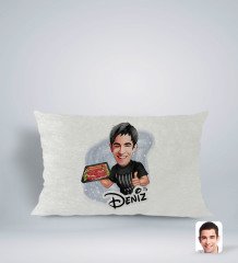 Kişiye Özel İsimli Erkek Kasap Karikatürlü Dikdörtgen Araç Koltuk Yastığı-2