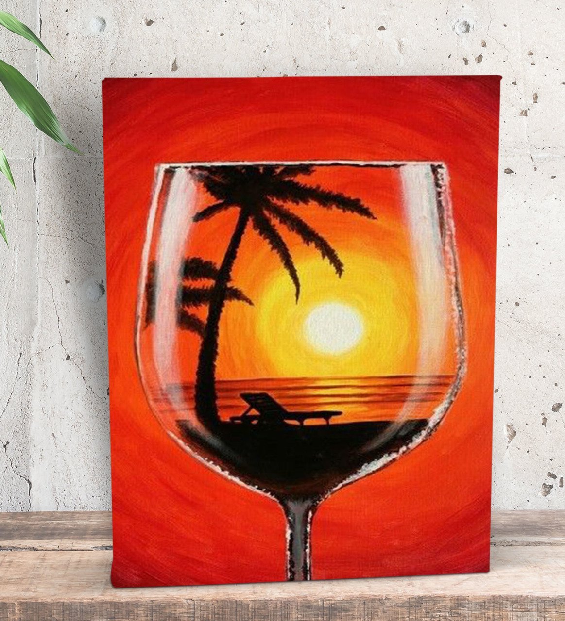 BK Gift Şarap Tasarımlı Dekoratif Mini Kanvas Tablo 15x20cm-1