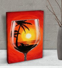 BK Gift Şarap Tasarımlı Dekoratif Mini Kanvas Tablo 15x20cm-1
