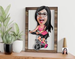 BK Gift Kişiye Özel Kadın Fitness Sporcusu Karikatürlü 3D Ahşap Tablo, Sevgiliye Hediye, Arkadaşa Hediye, Yıl Dönümü Hediyesi, Doğum Günü Hediyesi-1