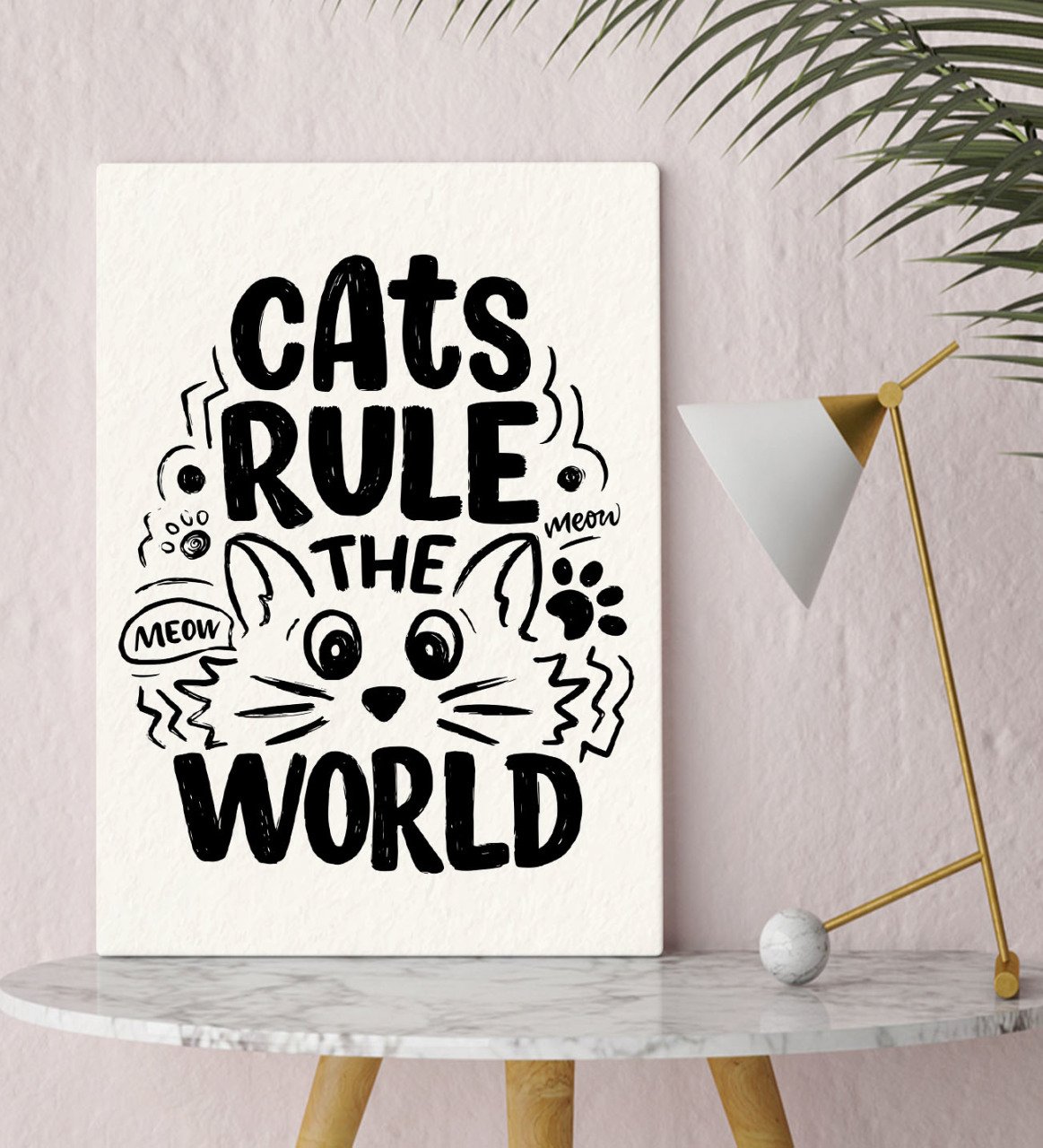 BK Gift Cats Rule The World Tasarımlı Kanvas Tablo 30x50cm-1