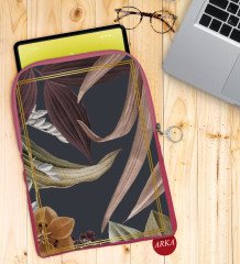 BK Gift Çiçekler Tasarımlı Taşınabilir Koruyucu Tablet Kılıfı & Organizer Çanta - Pembe-1