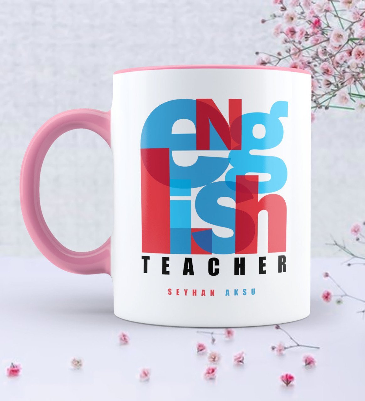 Kişiye Özel İngilizce Öğretmeni Pembe Kupa Bardak - 1