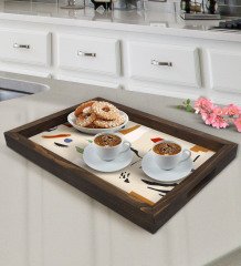BK Gift Modern Art Tasarımlı Doğal Ahşap Tepsi-20