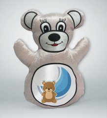 BK Gift Sevimli Ayıcık Tasarımlı Krem Ayıcık Yastık-1