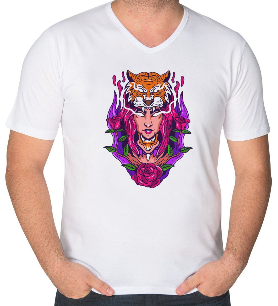 BK Gift Kaplan Tasarımlı V Yaka Tişört-2