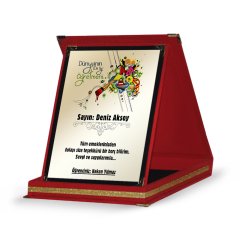 Kişiye Özel Kırmızı Plaket (Öğretmenler Günü Temalı-28)