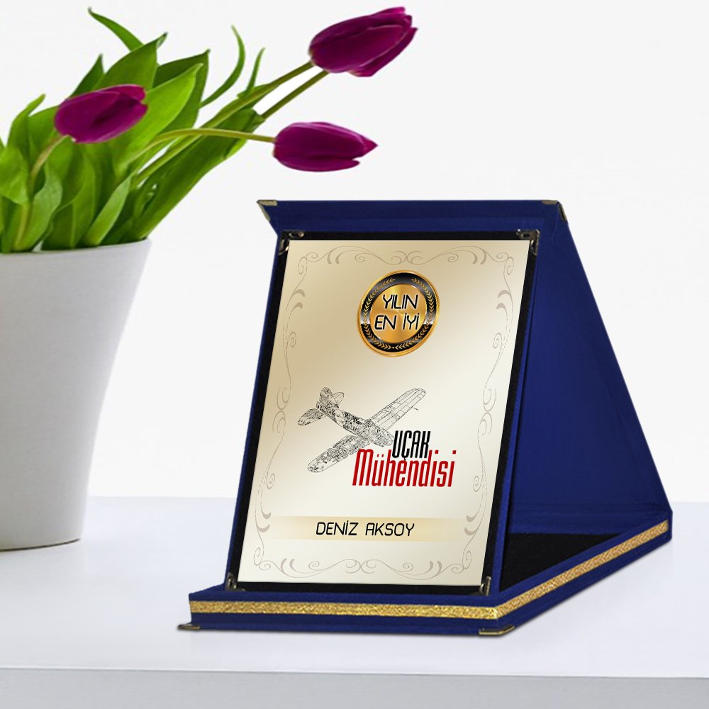 Kişiye Özel Yılın En İyi Uçak Mühendisi Lacivert Plaket Ödülü
