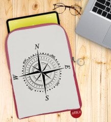 BK Gift Pusula Tasarımlı Taşınabilir Koruyucu Tablet Kılıfı & Organizer Çanta - Pembe-2