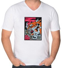 BK Gift Kaplan Tasarımlı V Yaka Tişört-3