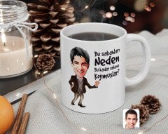 Kişiye Özel Erkek Bu Sabahları Neden Bu Kadar Erkene Koymuşlar Karikatürlü Beyaz Kupa Bardak-2
