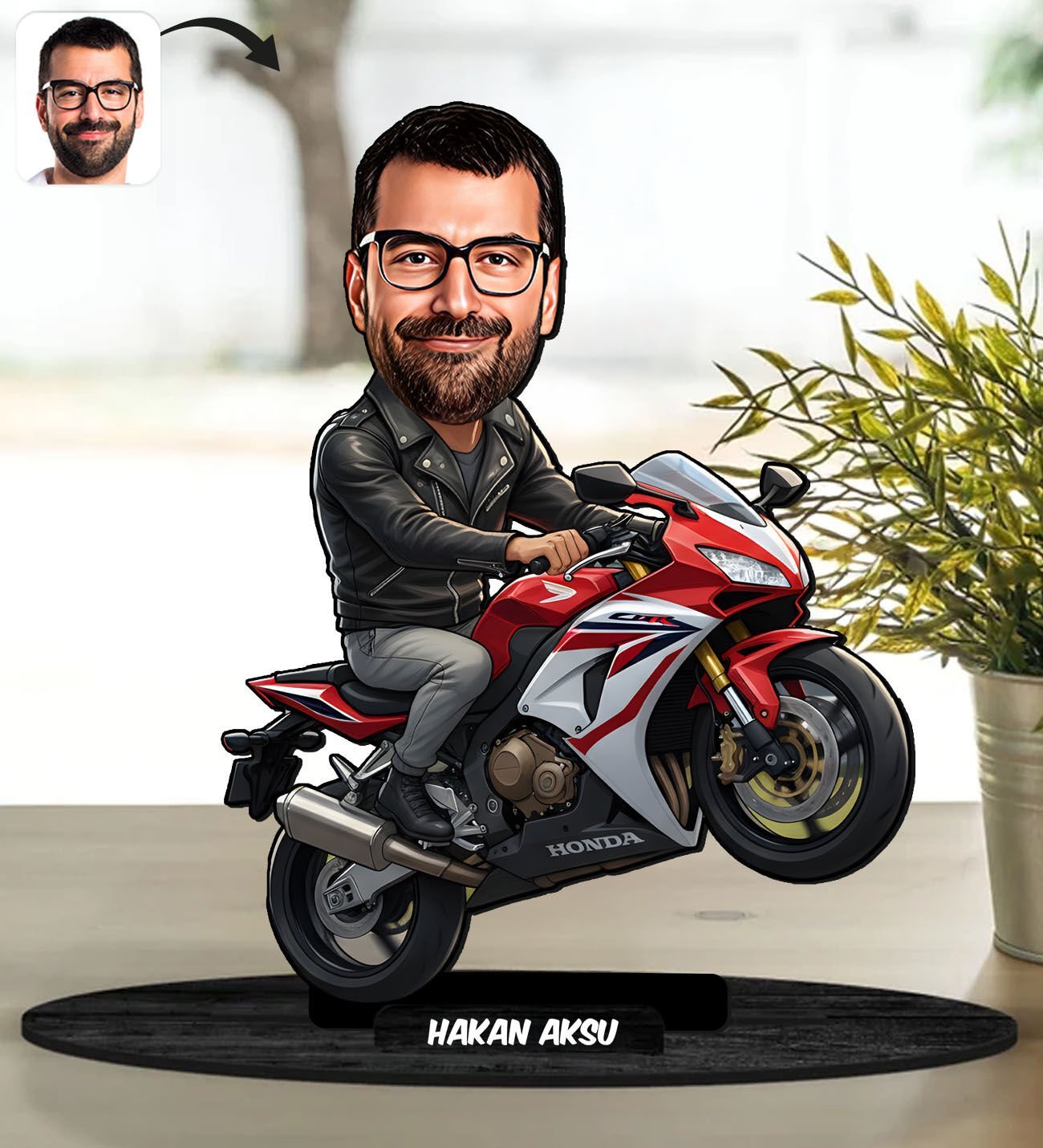BK Gift Kişiye Özel Motorcu Tasarımlı Karikatür Biblo-1, Arkadaşa Hediye