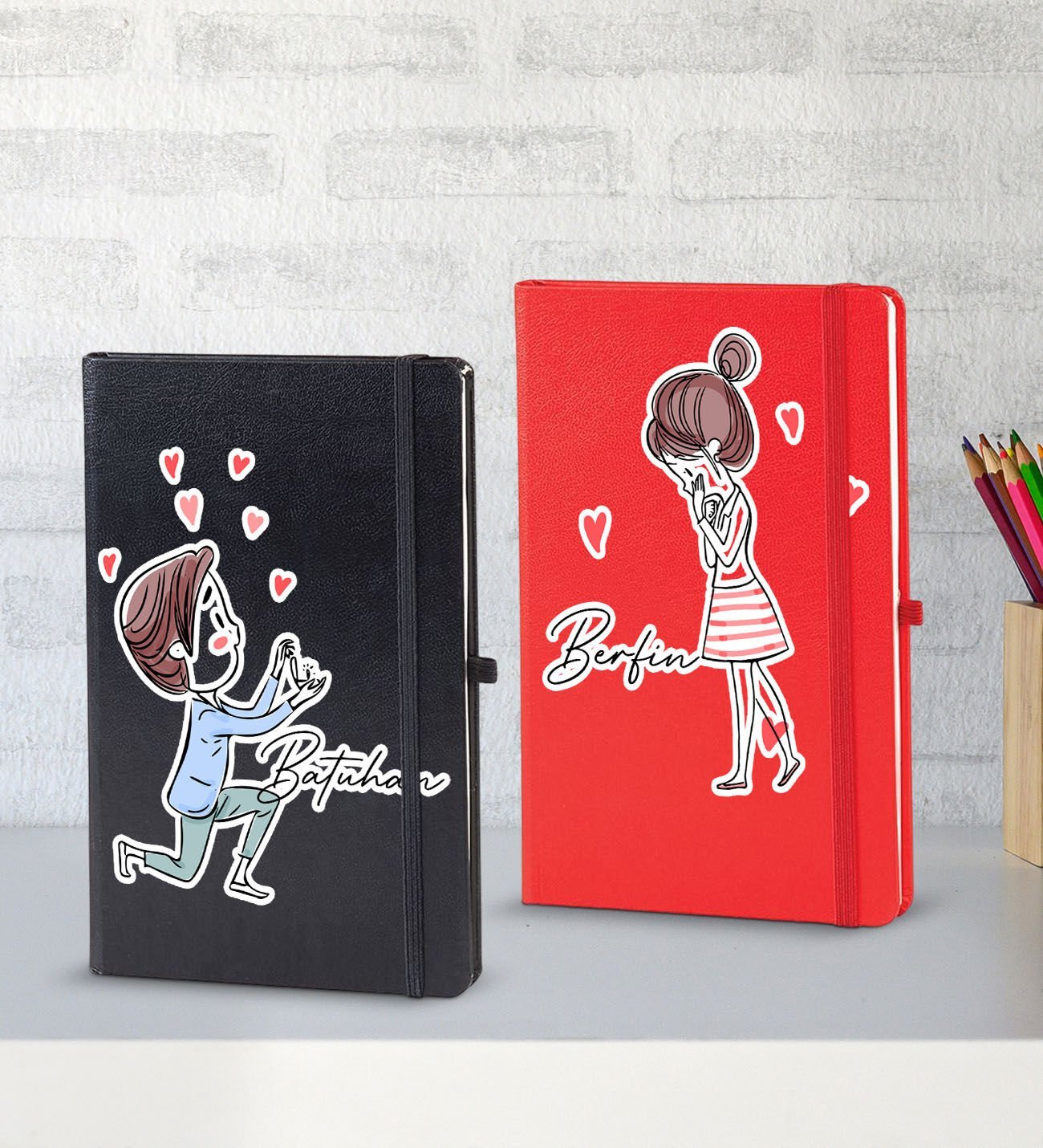 BK Gift Kişiye Özel Sevgili Temalı 2’li Defter Seti, Sevgiliye Hediye, Sevgililer Günü Hediyesi, Doğum Günü Hediyesi-2