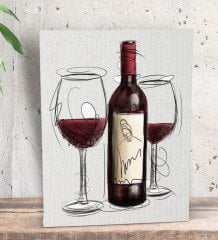 BK Gift Şarap Tasarımlı Dekoratif Mini Kanvas Tablo 15x20cm-5