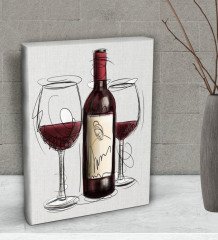 BK Gift Şarap Tasarımlı Dekoratif Mini Kanvas Tablo 15x20cm-5