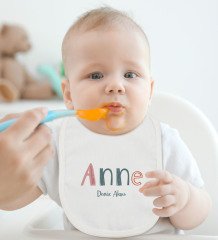 BK Kids Kişiye Özel Anne Tasarımlı Bebek Body Zıbın ve Mama Önlüğü Hediye Seti - Model 1