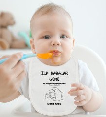 BK Kids Kişiye Özel Babalar Günü Tasarımlı Bebek Body Zıbın ve Mama Önlüğü Hediye Seti - Model 2