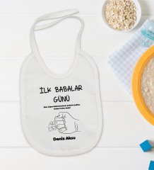 BK Kids Kişiye Özel Babalar Günü Tasarımlı Bebek Body Zıbın ve Mama Önlüğü Hediye Seti - Model 2